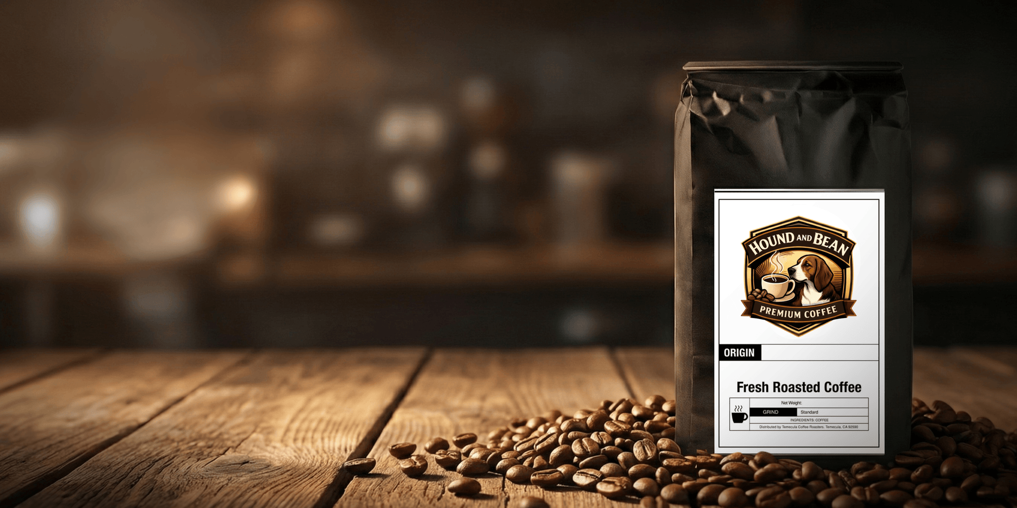 Coffee bag with roasted coffee beans